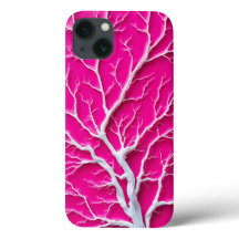 Funda para iPhone Rosa Fucsia con Rama Orgánica pa