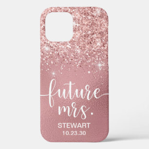 12 Funda para iPhone Rose Gold Future Mrs Glitter Cas