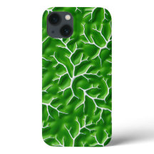 Funda para iPhone verde brillante con patrón de ve