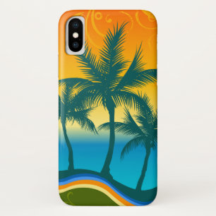 Funda para iPhone X Atardecer en Playa Tropical
