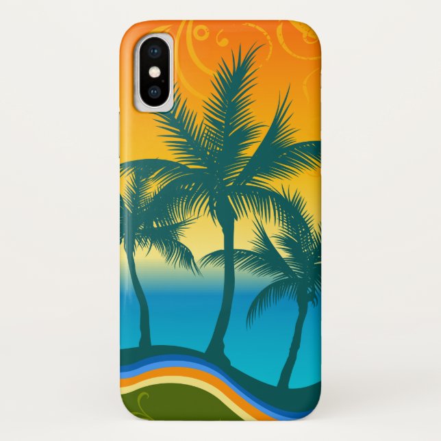Funda De Case-Mate Para iPhone Funda para iPhone X Atardecer en Playa Tropical (Reverso)