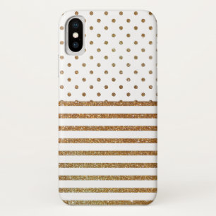 Funda para iPhone X con brillo falso de oro y blan