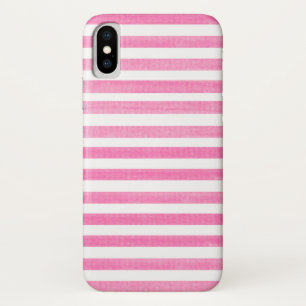 Funda para iPhone X de banda rosa y blanca