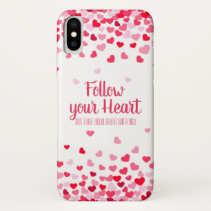 Funda para iPhone X de corazones blancos y rosados