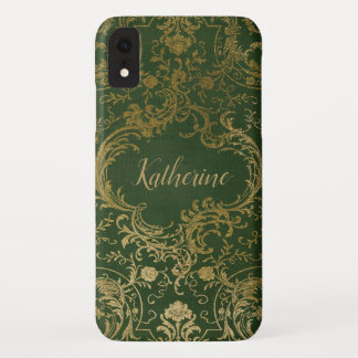 Funda para iPhone XR verde antiguo y dorado