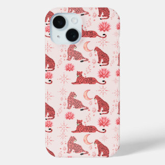iPhone 15 Funda para Teléfono Boho Aloe Moon Leopards