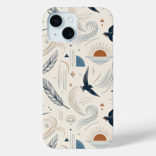 iPhone 15 Funda para teléfono Boho Swallow & Sun