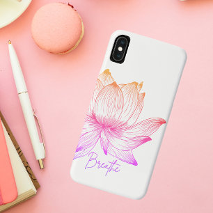 iPhone XS Max Funda para teléfono con arte de línea de loto de a