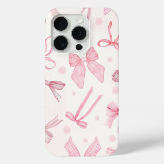 iPhone 15 Pro Funda para teléfono con lazo rosa