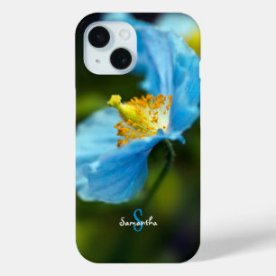 iPhone 15 Funda para teléfono de amapola azul del Himalaya