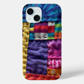 iPhone 15 Funda para teléfono de colcha de patchwork moderna
