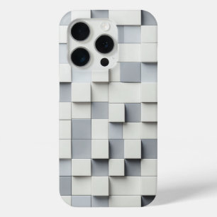 iPhone 15 Pro Funda para teléfono de cubo gris y blanco 3D moder