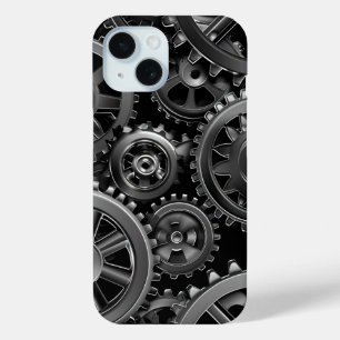 iPhone 15 Funda para teléfono de engranajes de acero Dinámic