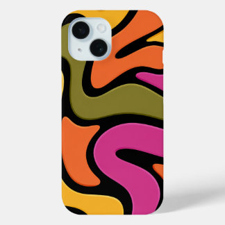 iPhone 15 Funda para teléfono de onda de color abstracta.