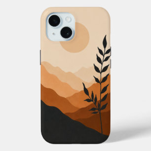 iPhone 15 Funda para teléfono de paisaje minimalista de crep