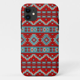 iPhone 11 Funda para teléfono de turquesa y rojo de mesas de