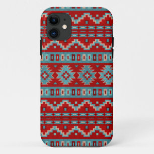 iPhone 11 Funda para teléfono de turquesa y rojo de mesas de