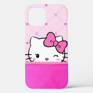 iPhone 12 Funda para teléfono móvil de niñas gatito rosa lin
