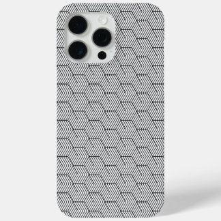 iPhone 15 Pro Max Funda para teléfono patrón negro línea cubo geomet