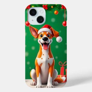 iPhone 15 Funda para teléfono regalo de perro de Navidad con