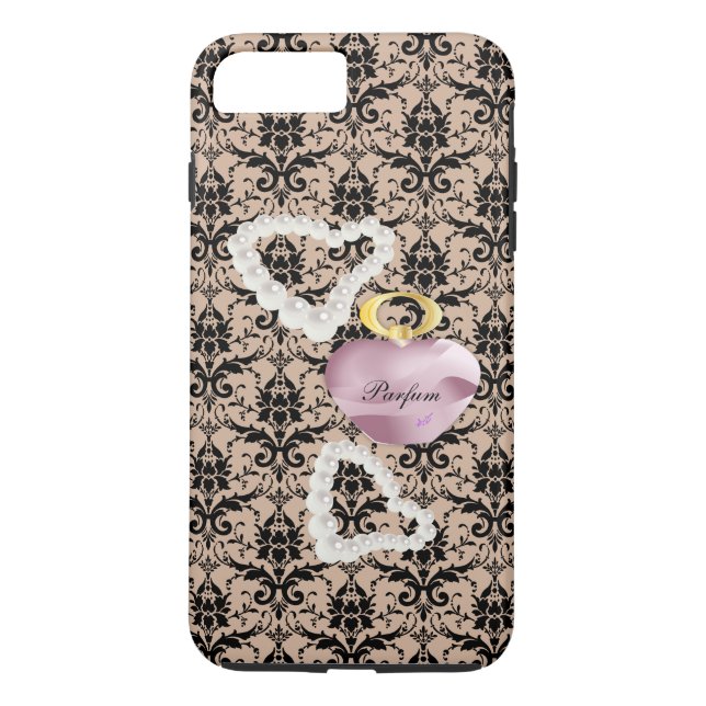 Funda De Case-Mate Para iPhone Funda Parfum & Pearls Taupe Damask para iPhone7Plu (Reverso)