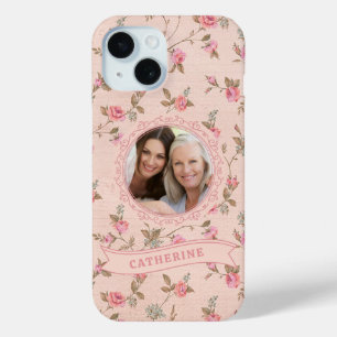 Funda personalizada para iPhone 15 Rosa Rosa Rústi