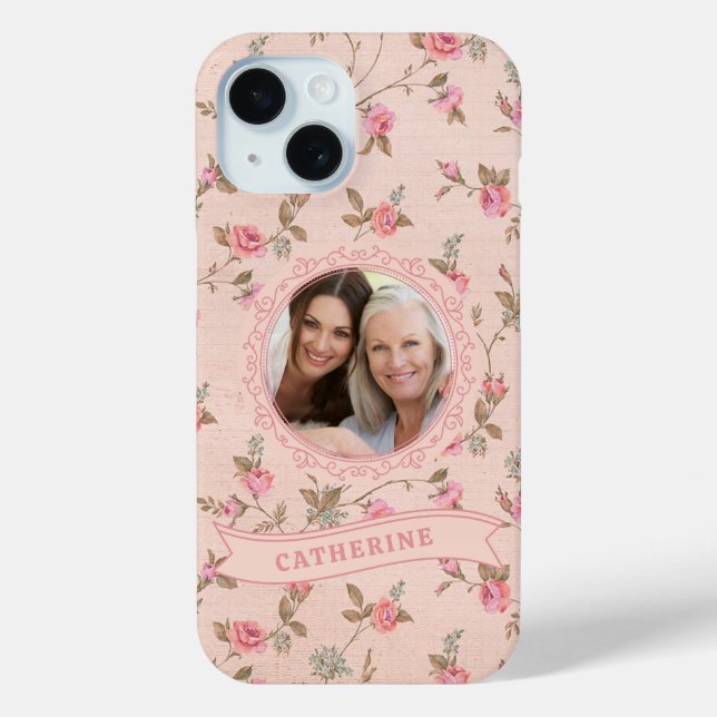 Funda De Case-Mate Para iPhone Funda personalizada para iPhone 15 Rosa Rosa Rústi (Reverso )