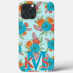 Funda Para iPhone 13 Pro Max Funda Pioneer Verde azulado Coral Monograma iPhone