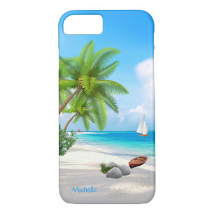Funda Para iPhone 8/7 Funda: Playa tropical con nombre