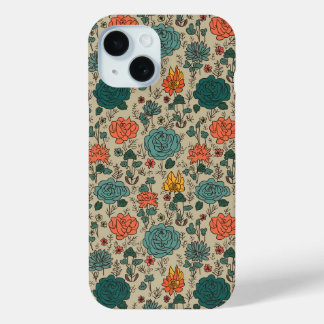 Funda Para iPhone 15 Funda Retro Flower Pattern iPhone 15