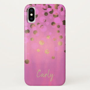 Funda rosa elegante y dorada para iPhone X