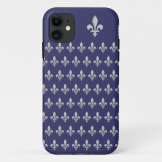 Funda Para iPhone 11 Funda Silver Fleur de lys Royal Blue iPhone 5