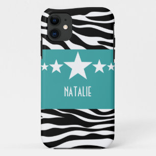 Funda Para iPhone 11 Funda Verde azulada Sassy Star Zebra BT iPhone 5