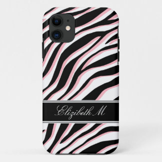 Funda Para iPhone 11 Funda Zebra Print Pink Black & White iPhone 5