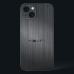 Funda Para iPhone 13 Fundas-Mamáes de fondo de aluminio cepillado oscur<br><div class="desc">Imagen de una apariencia metálica de aluminio de color gris oscuro. Monograma de nombre personalizado.</div>