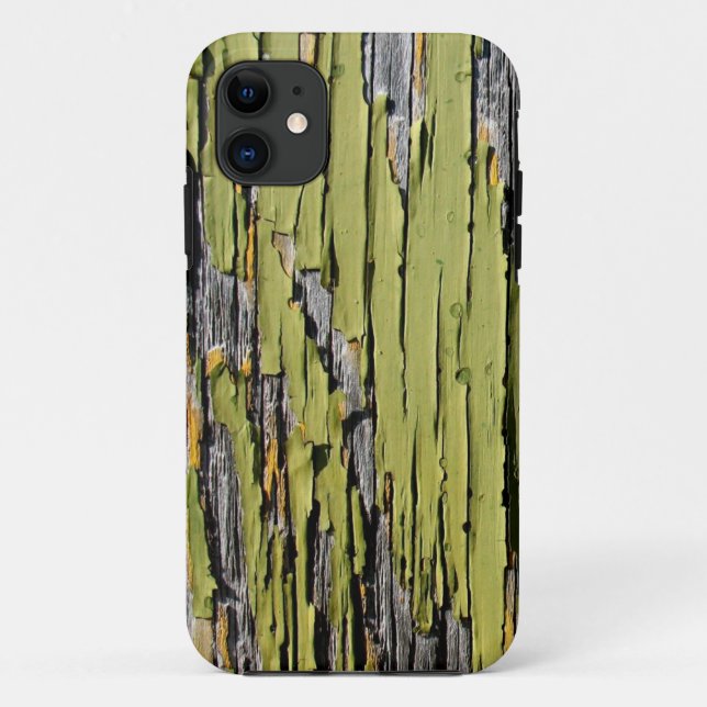 Funda De Case-Mate Para iPhone Fundas-Mamáes de madera verde desgastada y desgast (Reverso)