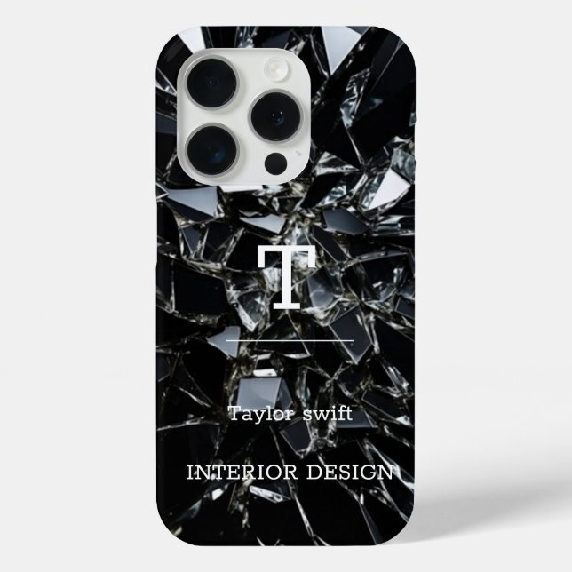 Funda De Case-Mate Para iPhone Fundas-Mamáes de Monograma Moderno Blanco y Negro  (Reverso )