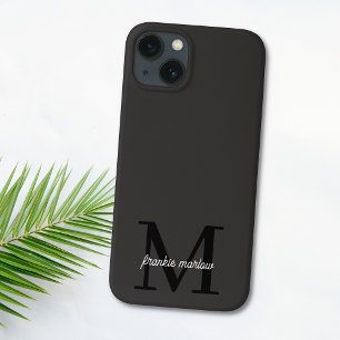 Funda Para iPhone 13 Fundas-Mamáes de Monograma Moderno Blanco y Negro 