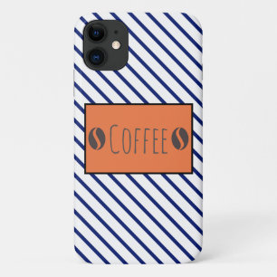 Funda Para iPhone 11 Funky Coffee Beans Blue White Stripes