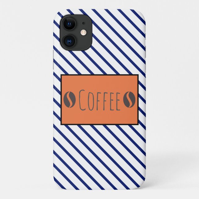 Funda De Case-Mate Para iPhone Funky Coffee Beans Blue White Stripes (Reverso)