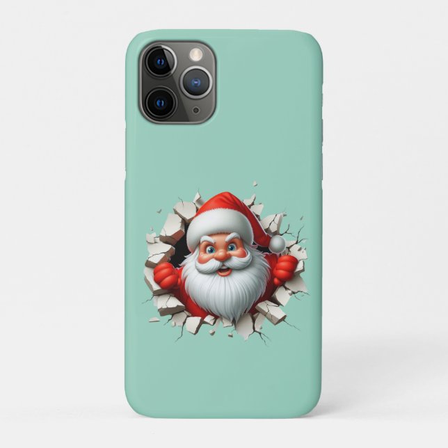 Funda De Case-Mate Para iPhone Funny 3D Santa Claus Christmas Holiday Design (Reverso)