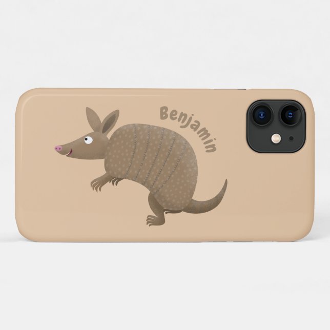 Funda De Case-Mate Para iPhone Funny armadillo feliz personalizado ilustracion (Reverso (horizontal))