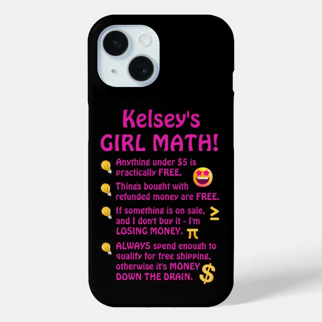 Funda De Case-Mate Para iPhone Funny Chica matemática personalizada (Reverso )
