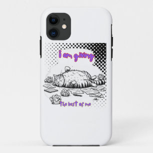 Funda Para iPhone 11 Funny Exhausted Cat T-Shirt – Giving My Best