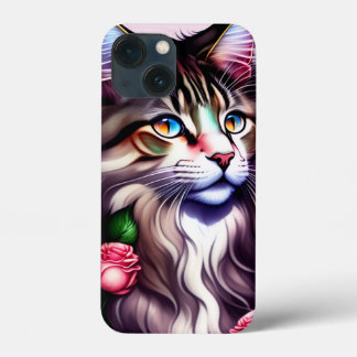 Funda Para iPhone 13 Mini Funny Maine Coon Cat Face