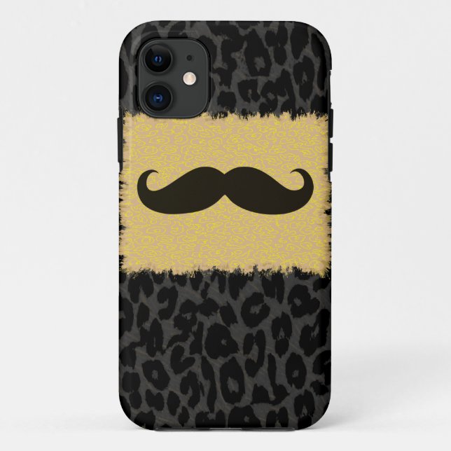 Funda De Case-Mate Para iPhone Funny Mustache and Leopard Print (Reverso)