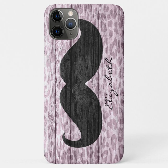 Funda De Case-Mate Para iPhone Funny Mustache Personalizado Monograma (Reverso)