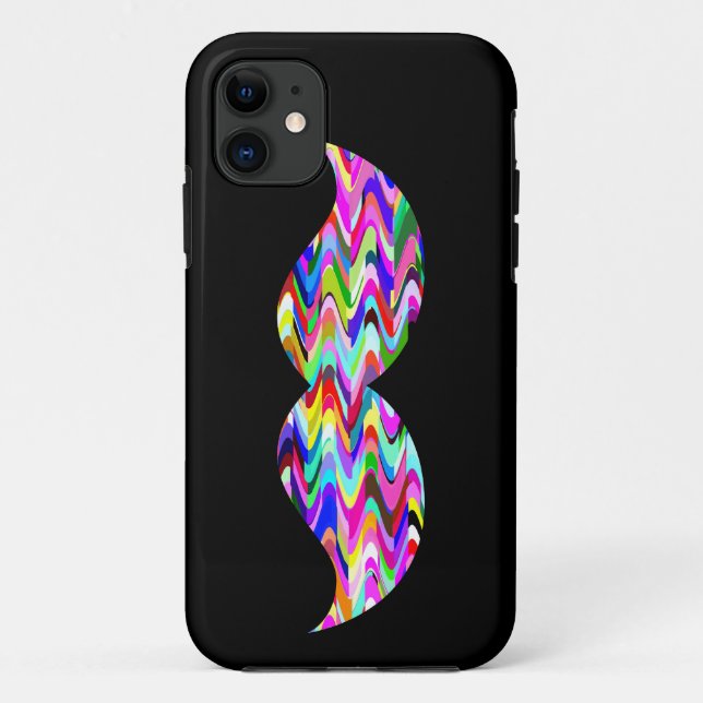Funda De Case-Mate Para iPhone Funny Mustache Plain Black Background (Reverso)