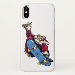 Funda Para iPhone X Funny Santa en Skateboard Feliz Navidad