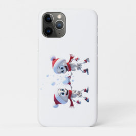Funda Para iPhone 11 Pro Funny Santa Skeletons Having a Snowball Fight 